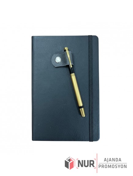 Çıtçıtlı Kalem Tutuculu Termo Deri Sert Kapaklı Promosyon Defter